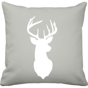 Pudebetræk, hvid hjort på grå