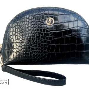 Kosmetikpung Saga, caviar black, croc-effect