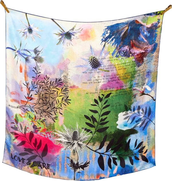 Tørklæde Love & Care, Blue, Recycl. Polyester - Billede 2