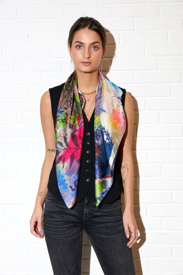 Tørklæde Love & Care, Blue, Recycl. Polyester