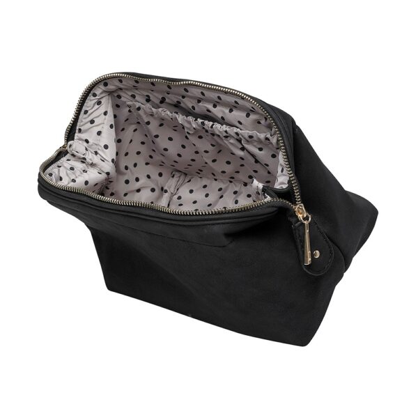 Mia Toilettaske med bøjle, vegan suede, Jet Set Black - Billede 2