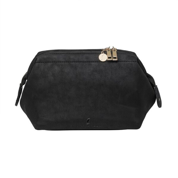 Mia Toilettaske med bøjle, vegan suede, Jet Set Black - Billede 3