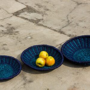 Flettet frugtfad 3-i-1 sæt, blå